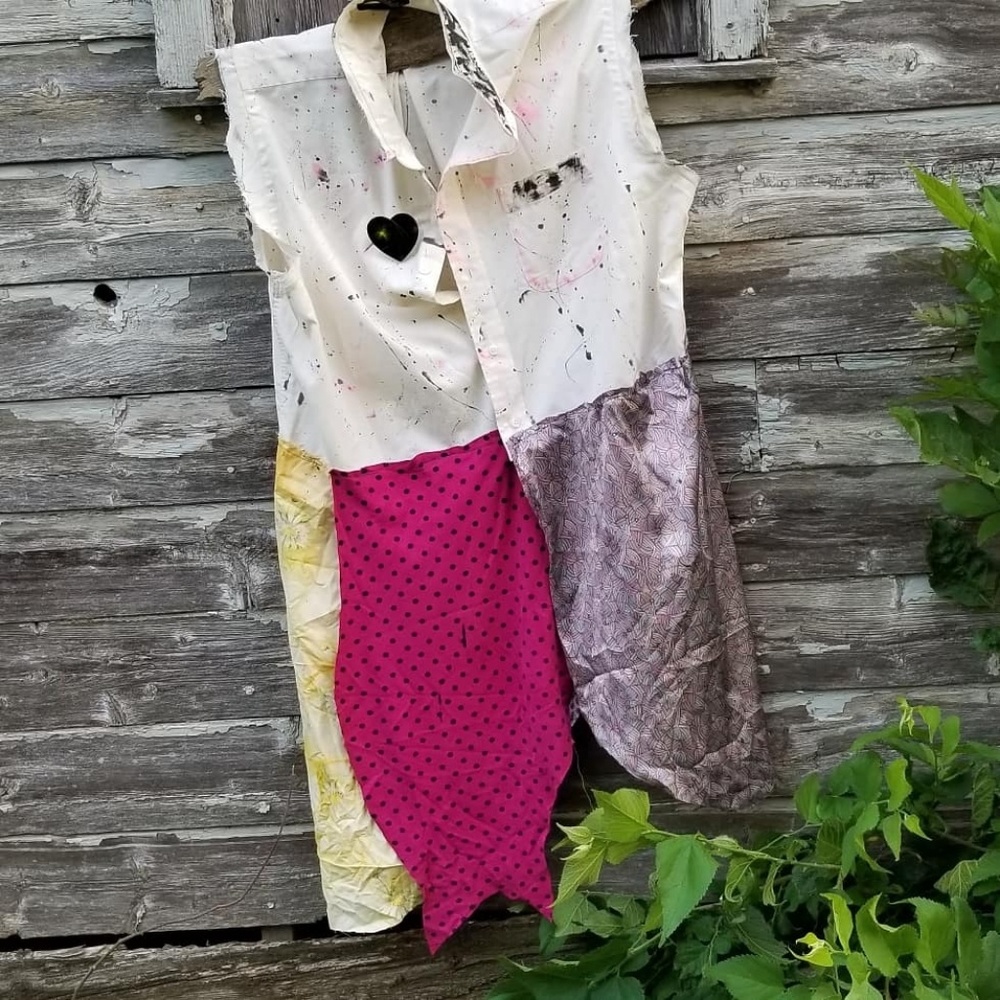 Paint Splatter Kimono Shirt Dress Upcycled